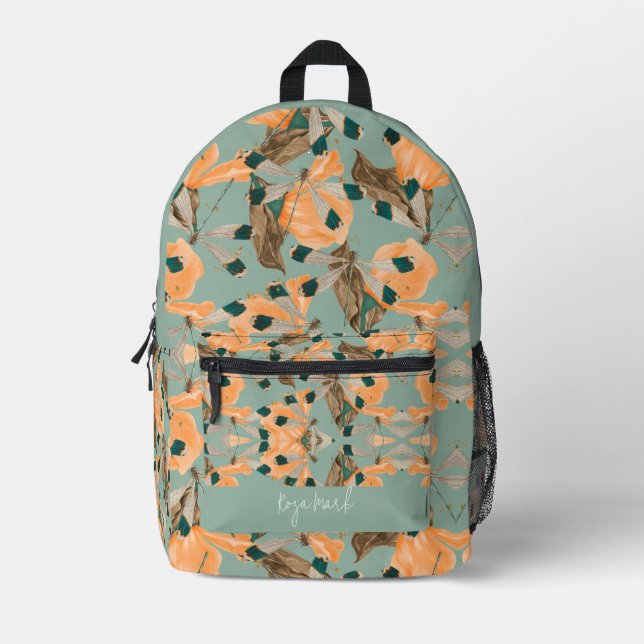 Blumenmuster Bedruckter Rucksack (Vorderseite)