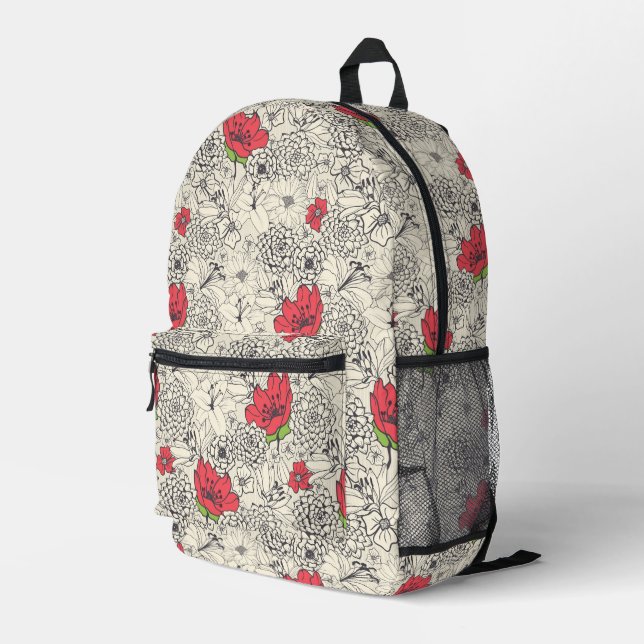 Blumenmuster Bedruckter Rucksack (Rückseitige Ecke Rechts)