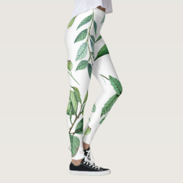 Blumenmuster Blätter Weiße Grüne Mädchen Leggings