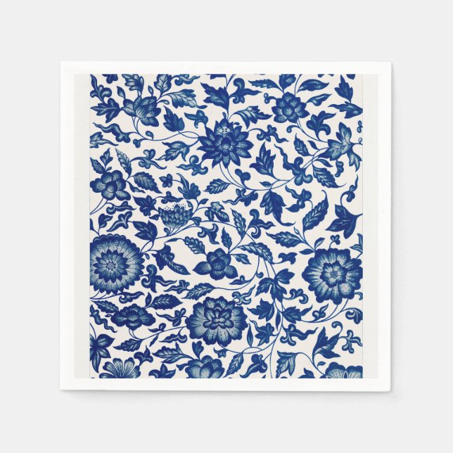 Blumenmuster Blau Serviette (Vorderseite)