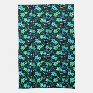 Blumenmuster blau und aquamarin geschirrtuch