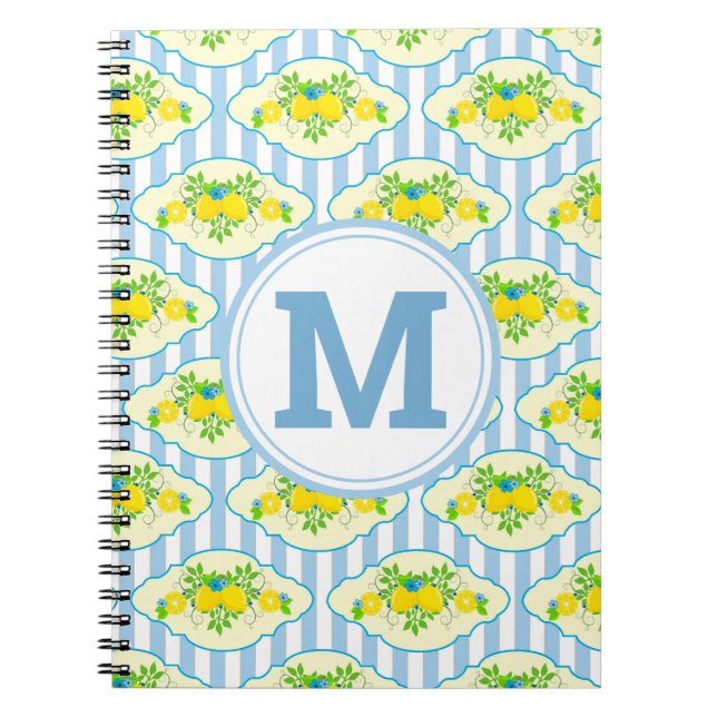 Blumenmuster Blau und Gelb Lemons Blumenmuster Notizblock (Vorderseite)