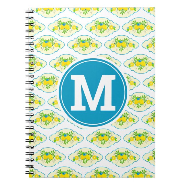 Blumenmuster Blau und Gelb Lemons Blumenmuster Notizblock (Vorderseite)