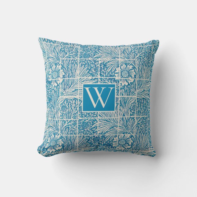 Blumenmuster Blau und Weiß Kissen (Vorderseite)