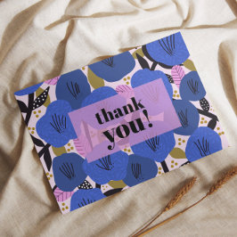 Blumenmuster Blau Vielen Dank Postcard Postkarte