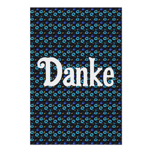Blumenmuster blaue Blüten Poster (Vorderseite)
