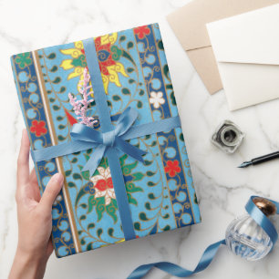Blumenmuster blaues Hintergrundpapier Geschenkpapier