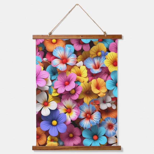 Blumenmuster-Blume-37566 Wandteppich Mit Holzrahmen (Vorderseite)