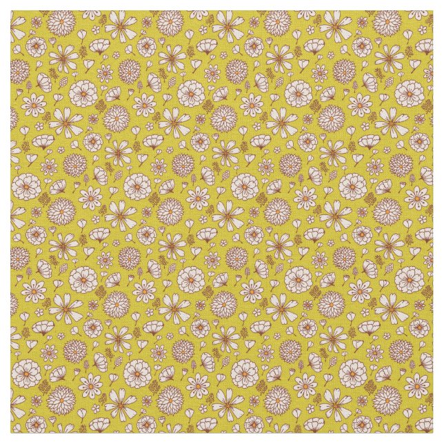 Blumenmuster-Blume gelb Hintergrund Stoff (Nahaufnahme)