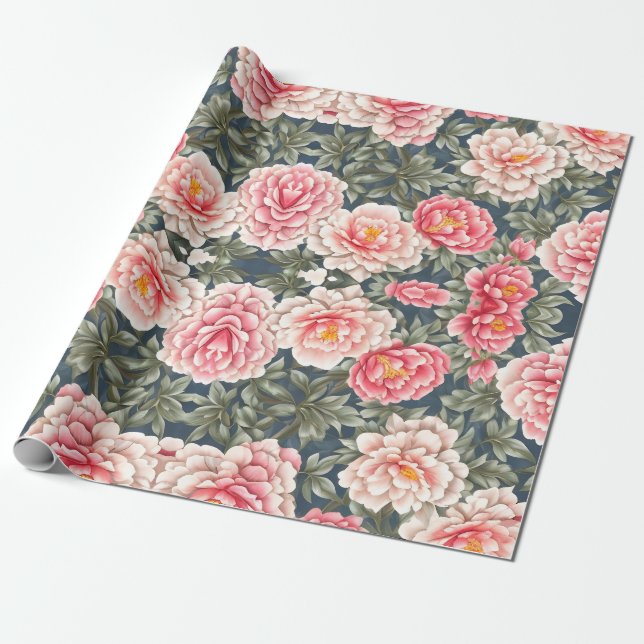 Blumenmuster-Blume Geschenkpapier (Ungerollt)