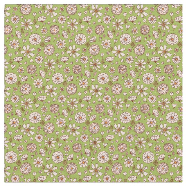 Blumenmuster-Blume im grünen Hintergrund Stoff (Nahaufnahme)