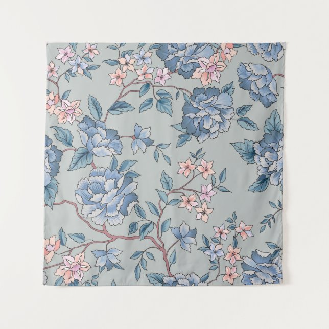 Blumenmuster. Blume nahtloser Hintergrund. Flouri Wandteppich (Vorderseite)