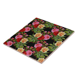 Blumenmuster-Blume Rose Rosa Rosa Gelb Grün Fliese