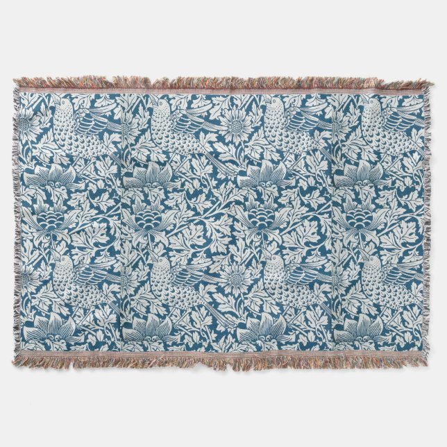 Blumenmuster Blumen Blätter Vögel Blau Decke (Vorderseite)