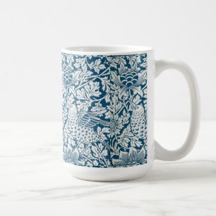 Blumenmuster Blumen Blätter Vögel Blau Kaffeetasse