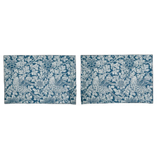 Blumenmuster Blumen Blätter Vögel Blau Kissenbezug