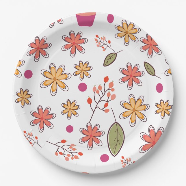 Blumenmuster Blumen florales Design botanisch Blum Pappteller (Vorderseite)