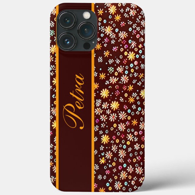 Blumenmuster braun orange Case-Mate iPhone hülle (Rückseite)