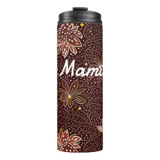 Blumenmuster braun thermosbecher