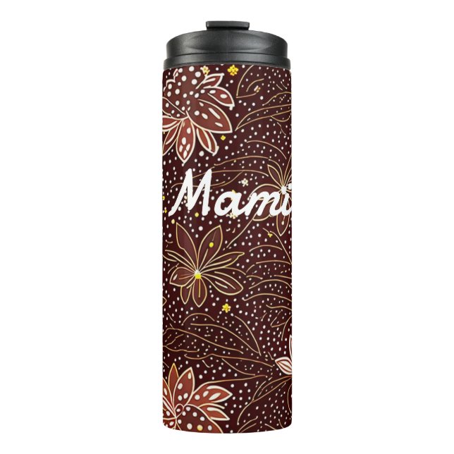 Blumenmuster braun thermosbecher (Vorderseite)