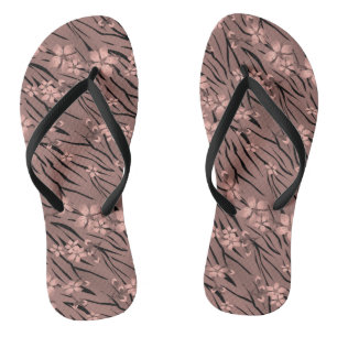 Blumenmuster, braun, Tigermuster Flip Flops