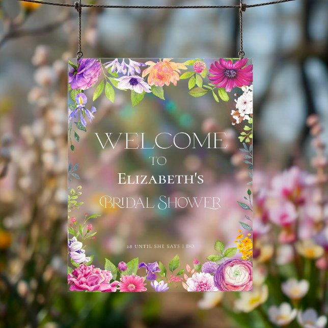 Blumenmuster-Brautparty Begrüßung Akryllisches Zei Acrylschild (Von Creator hochgeladen)