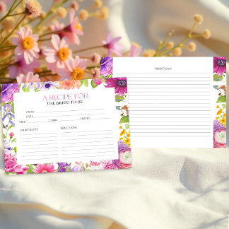 Blumenmuster-Brautparty Weinkarte Einladung