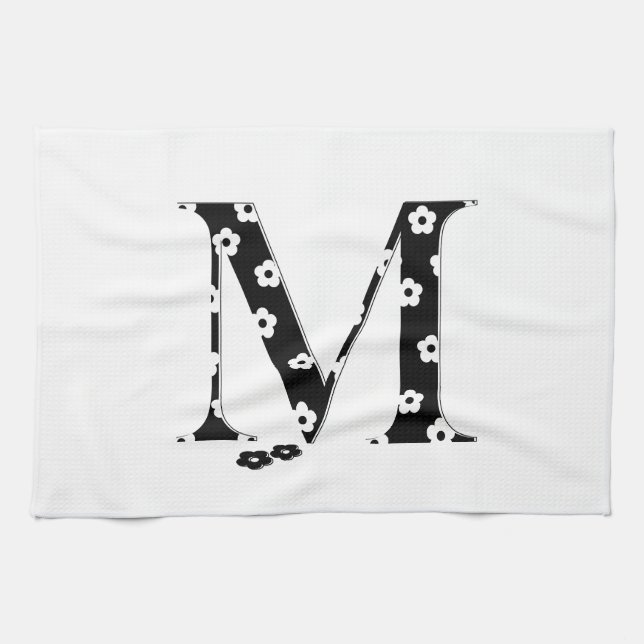 Blumenmuster Buchstabe M Handtuch (Horizontal)