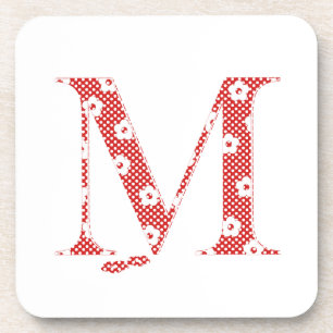 Blumenmuster Buchstabe M(rot) Untersetzer