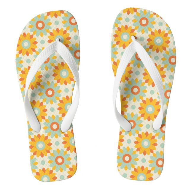 Blumenmuster bunte wilde Blume abstrakt Flip Flops (Fußbett)
