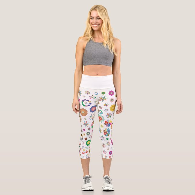 Blumenmuster Capri Leggings (Vorderseite)