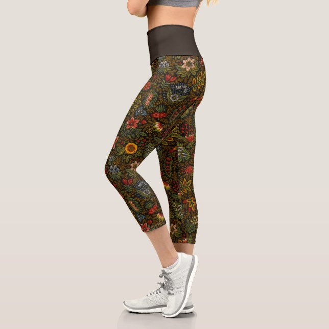 Blumenmuster Capri Leggings (Links)
