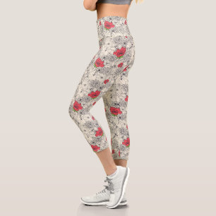 Blumenmuster Capri Leggings