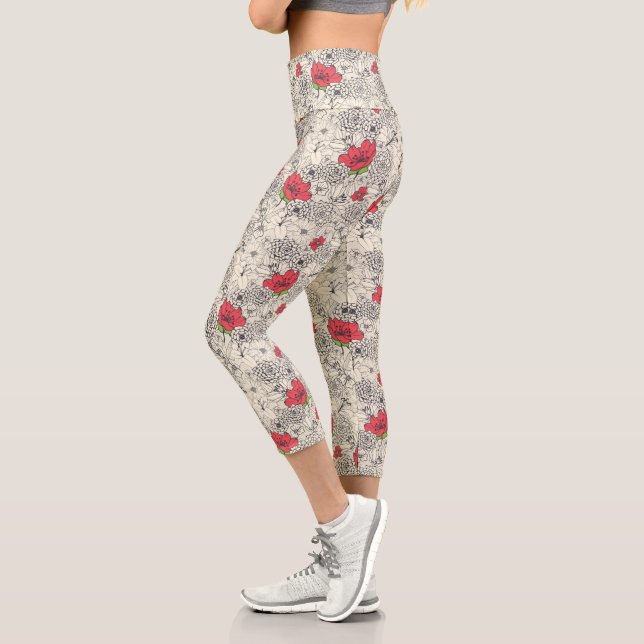Blumenmuster Capri Leggings (Links)