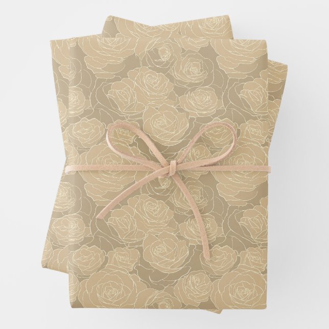 Blumenmuster | Champagnerrosen Geschenkpapier Set (Beispiel)