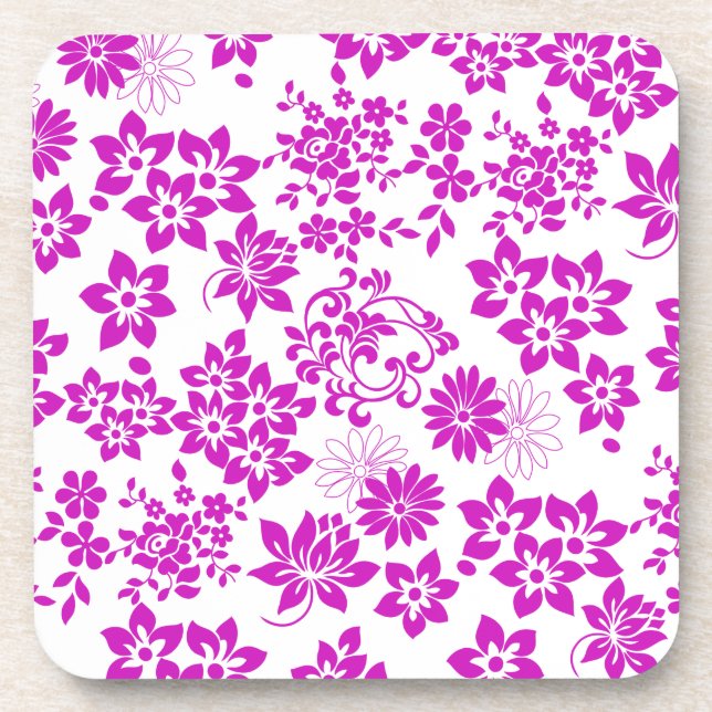 Blumenmuster D02.pink.b Getränkeuntersetzer (Vorderseite)