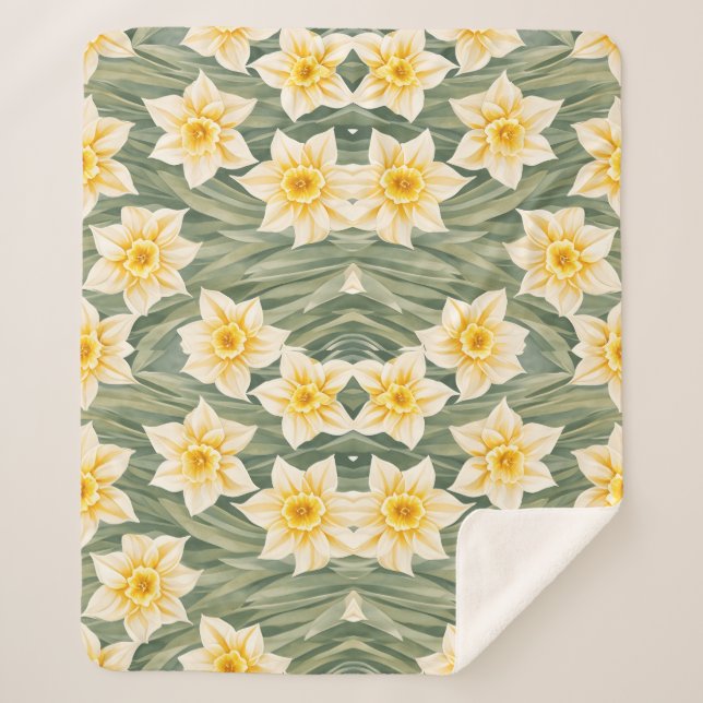 Blumenmuster Daffodische Blume Sherpadecke (Vorderseite)