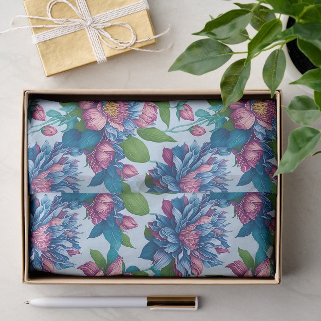 Blumenmuster: Dahlienzauber -  Seidenpapier (Geschenk)
