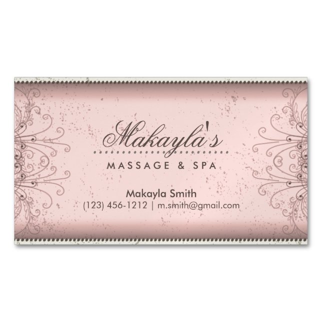 Blumenmuster-Damast-elegantes modernes nobles Magnetische Visitenkarte (Vorderseite)