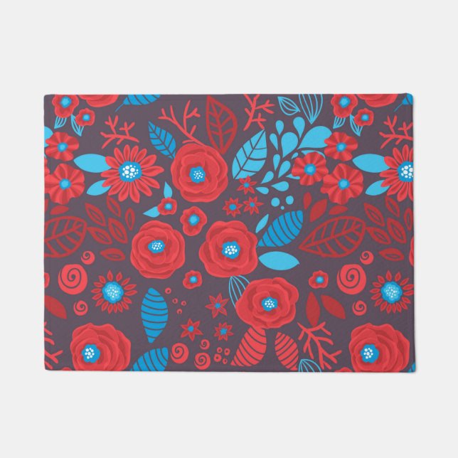 Blumenmuster der Doodle Fußmatte (Vorderseite)