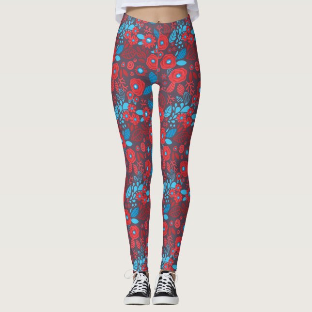 Blumenmuster der Doodle Leggings (Vorderseite)