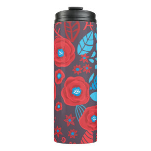 Blumenmuster der Doodle Thermosbecher