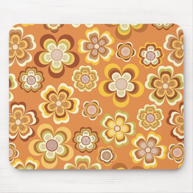 Blumenmuster der orange und braunen Siebziger Mousepad (Vorne)