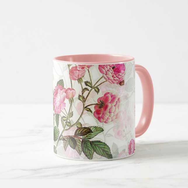 Blumenmuster der rosa Blume Tasse (VorderseiteRechts)
