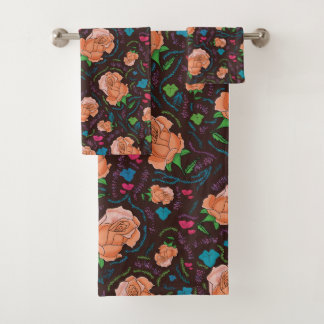 Blumenmuster der Rose Badhandtuch Set