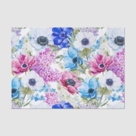 Blumenmuster des blauen lila handgemalten seidenpapier