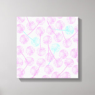 Blumenmuster des rosa Aquarellsommer-Löwenzahns Leinwanddruck