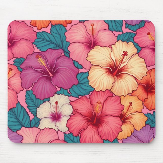 Blumenmuster des tropischen Hibiskus Mousepad (Vorne)