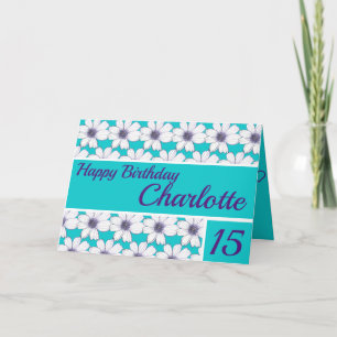 Blumenmuster-Design Aquamarin Geburtstag Karte