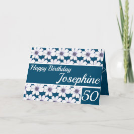 Blumenmuster-Design Blue Birthday Karte